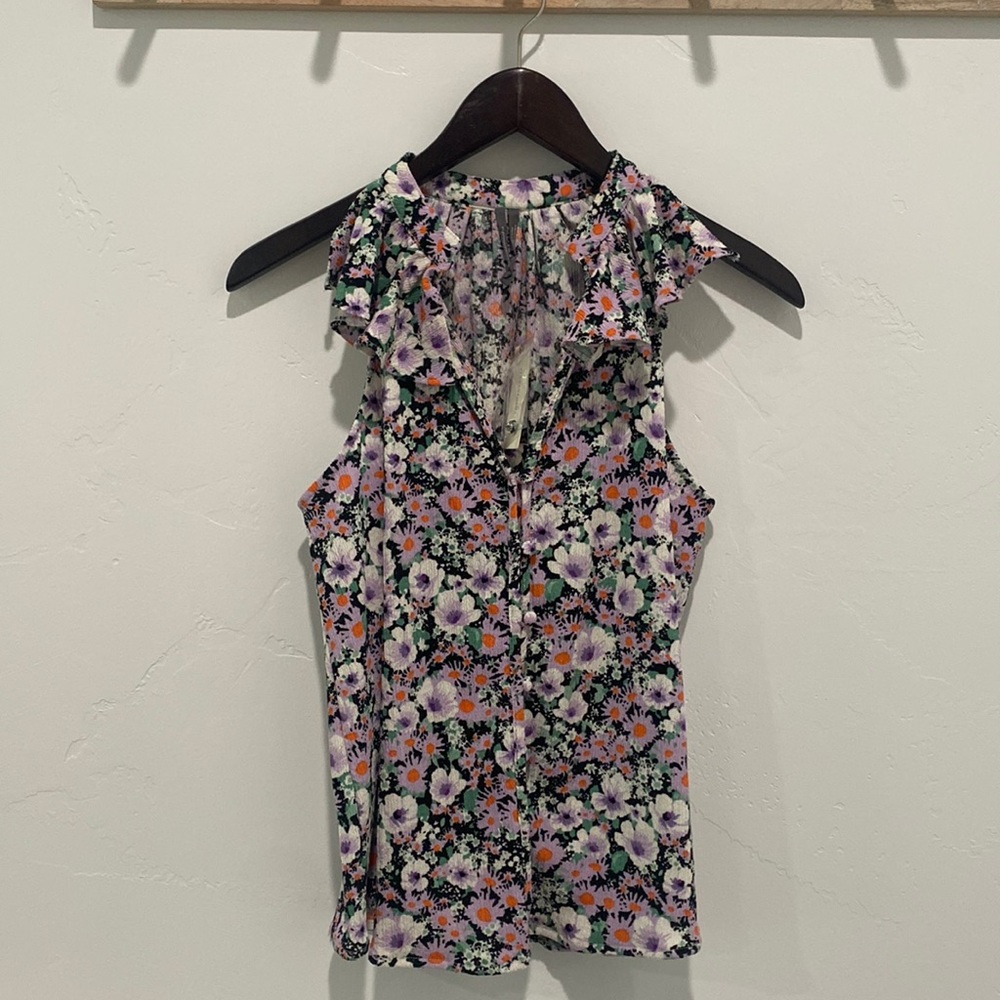Anthropologie Floral Blouse Button Up